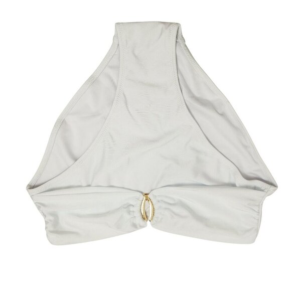 Two-Piece White High-Waisted Bikini Set Halter Tie Top  Back  Womens Size M - Picture 5 of 8